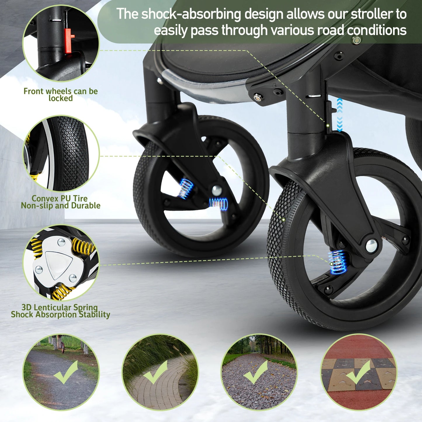 Luksus Læder Barnevogn 3 i 1